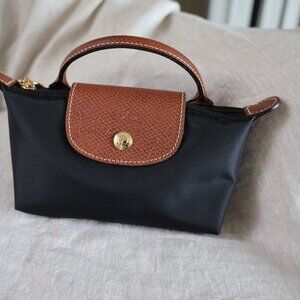 Longchamp Le Pilage Original Mini Pouch Black/Gold NWOT